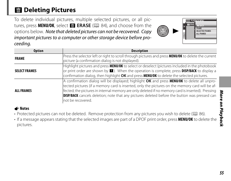 A deleting pictures, More on p lay bac k | FujiFilm FinePix HS20EXR User Manual | Page 67 / 136