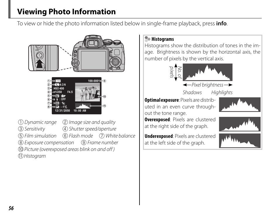 Viewing photo information | FujiFilm FinePix HS20EXR User Manual | Page 68 / 136