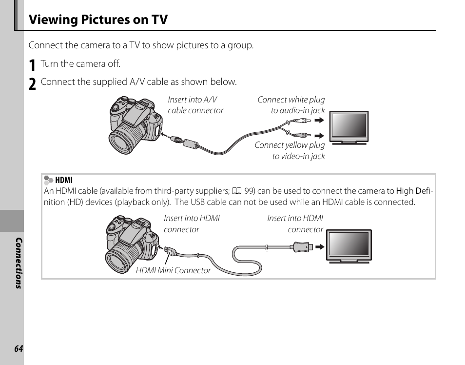 Viewing pictures on tv | FujiFilm FinePix HS20EXR User Manual | Page 76 / 136