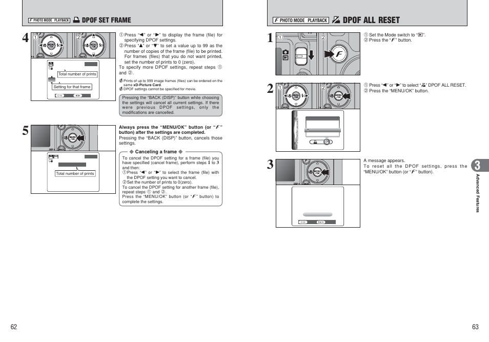 U dpof all reset | FujiFilm FinePix E500 User Manual | Page 32 / 59