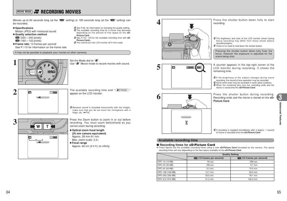 R recording movies | FujiFilm FinePix E500 User Manual | Page 33 / 59