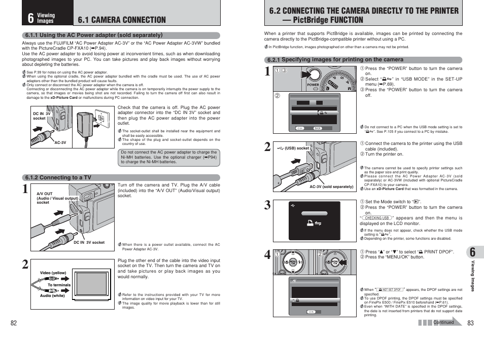 1 camera connection | FujiFilm FinePix E500 User Manual | Page 42 / 59