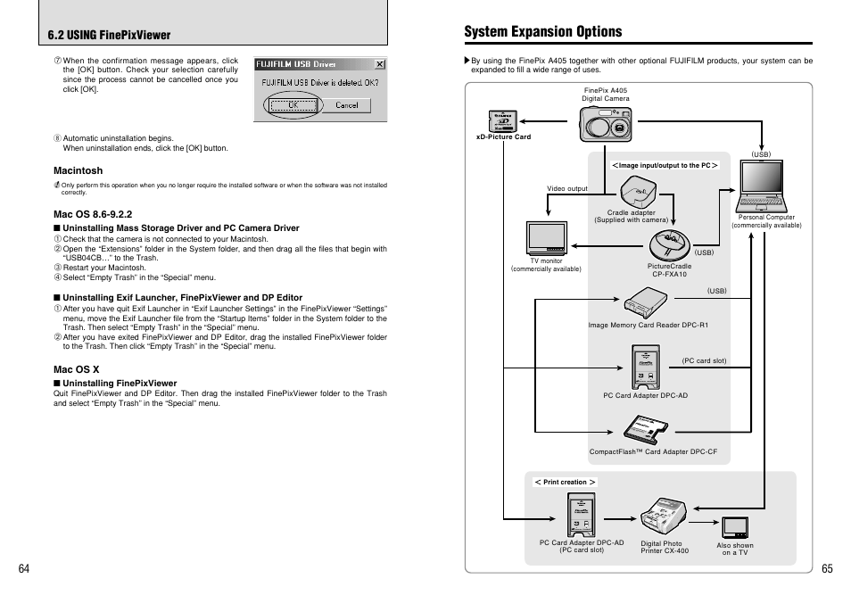 System expansion options, 2 using finepixviewer | FujiFilm FinePix A405 User Manual | Page 33 / 43