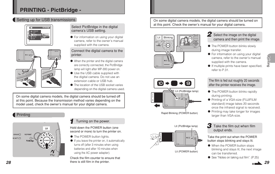 Printing - pictbridge | FujiFilm Pivi MP-300 User Manual | Page 15 / 27