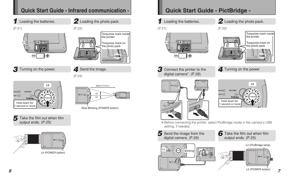 Quick start guide - infrared communication, Quick start guide - pictbridge | FujiFilm Pivi MP-300 User Manual | Page 4 / 27