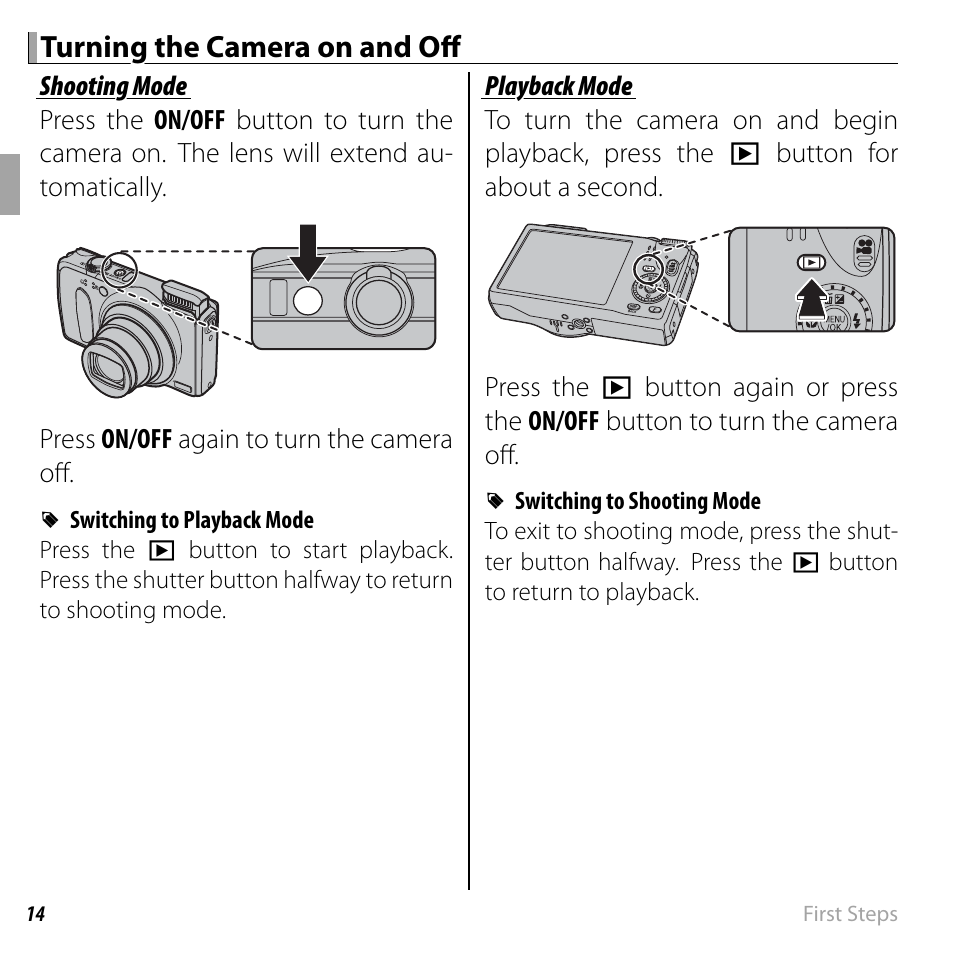 Turning the camera on and off | FujiFilm FinePix F660EXR User Manual | Page 28 / 146