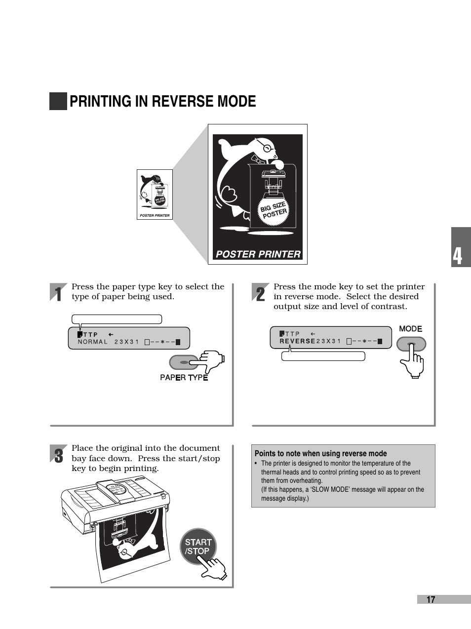 Printing in reverse mode | FujiFilm 3000 User Manual | Page 19 / 38