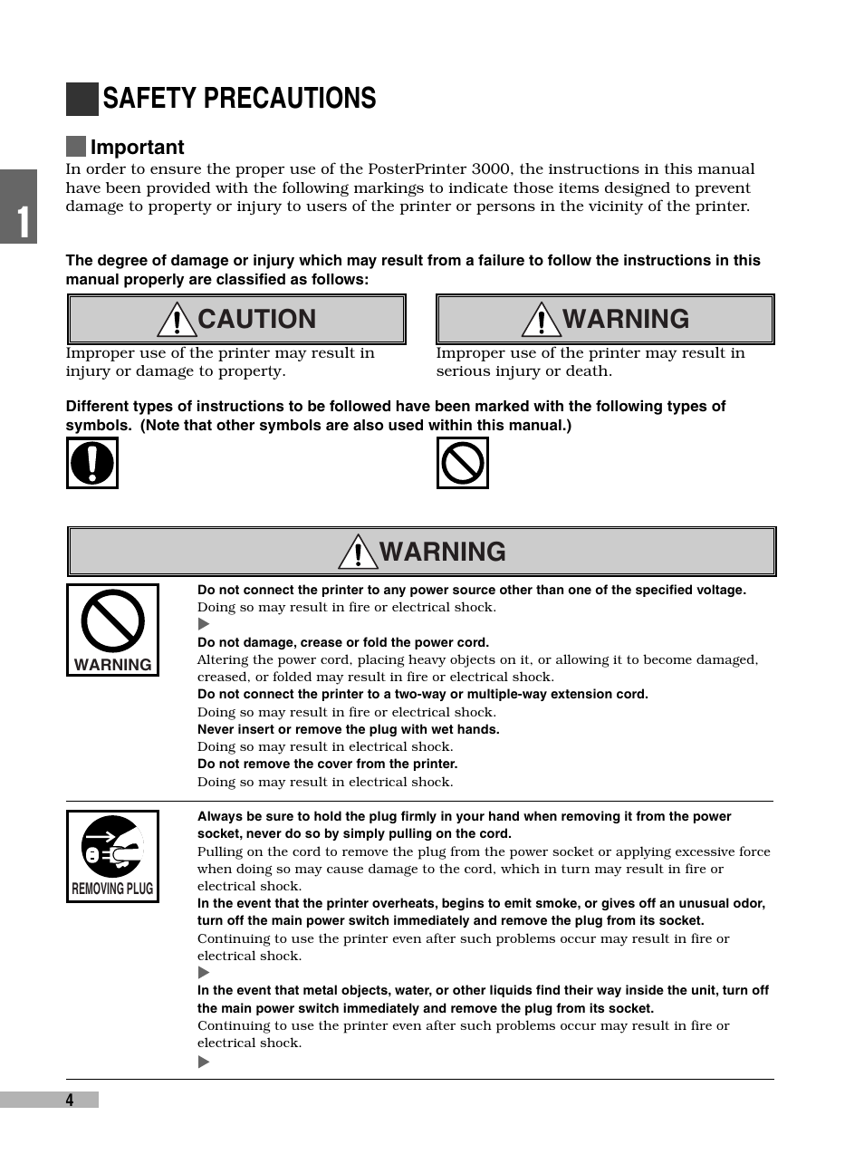 Safety precautions, Caution warning, Warning | Important | FujiFilm 3000 User Manual | Page 6 / 38