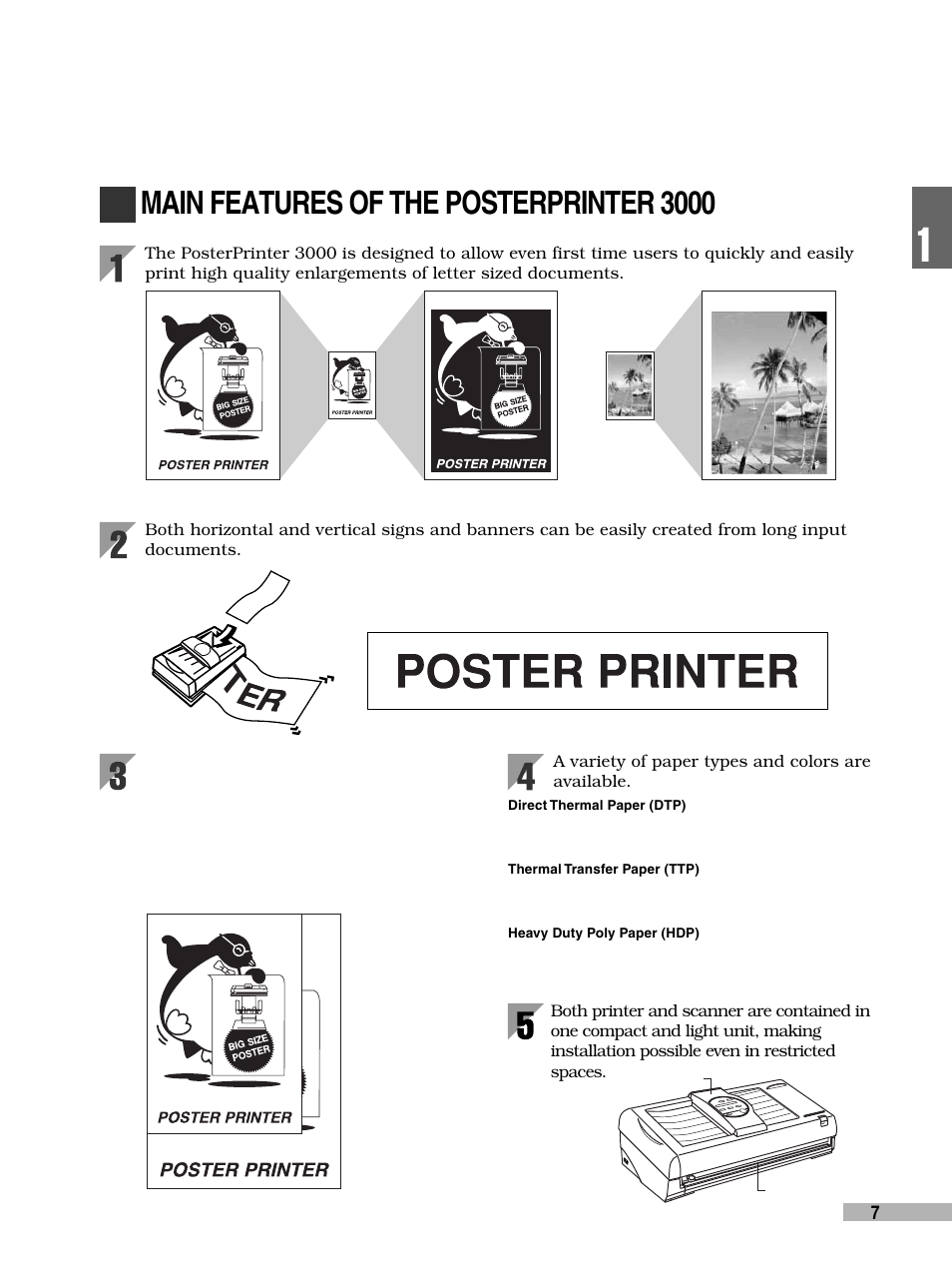 Main features of the posterprinter 3000 | FujiFilm 3000 User Manual | Page 9 / 38