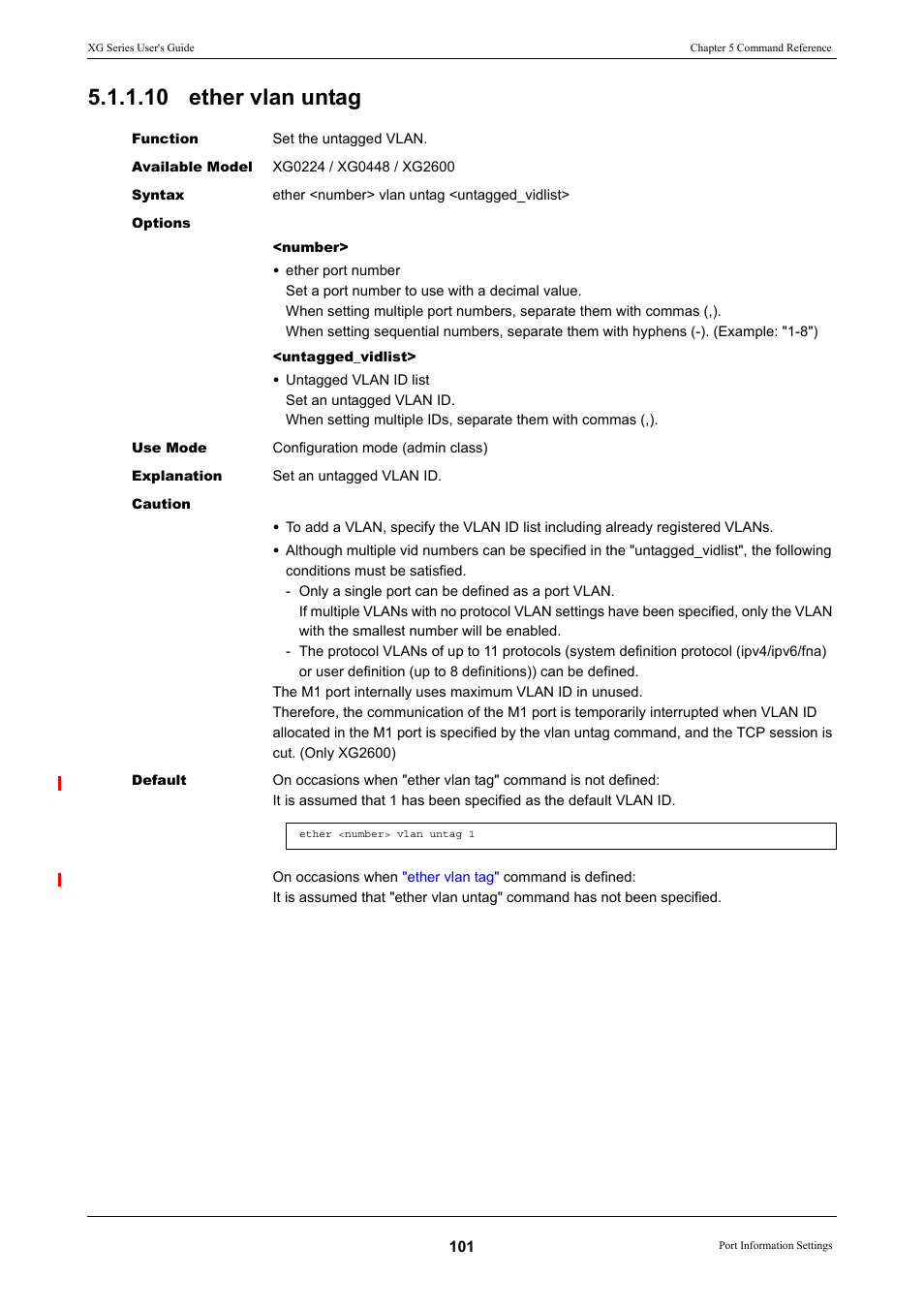 10 ether vlan untag | FUJITSU XG Series P3NK-4452-01ENZD User Manual | Page 101 / 614