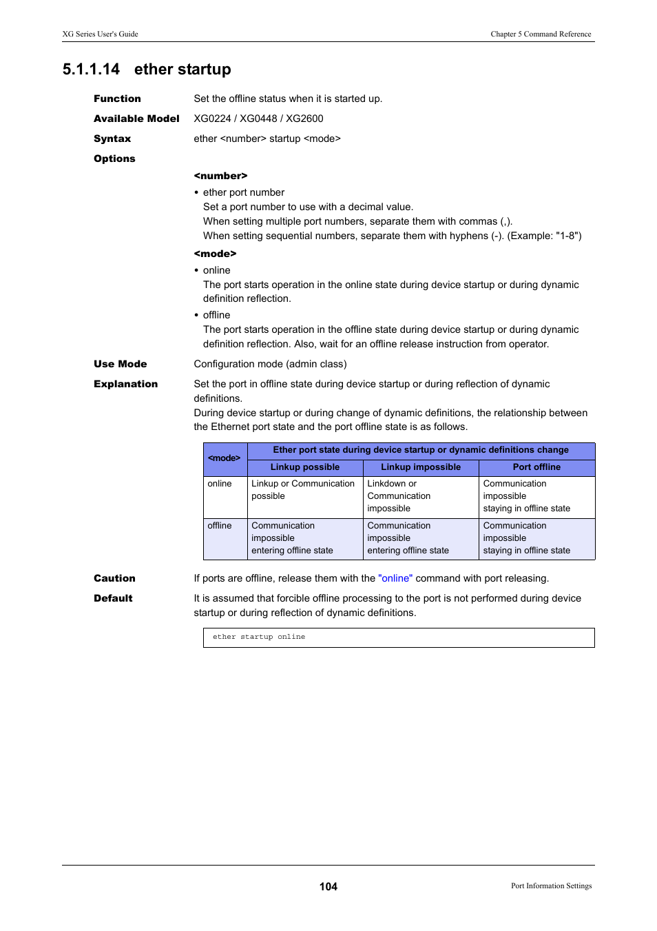 14 ether startup | FUJITSU XG Series P3NK-4452-01ENZD User Manual | Page 104 / 614