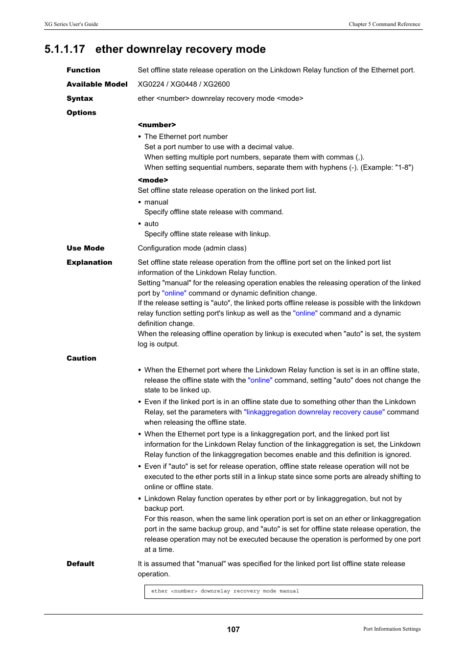 17 ether downrelay recovery mode | FUJITSU XG Series P3NK-4452-01ENZD User Manual | Page 107 / 614