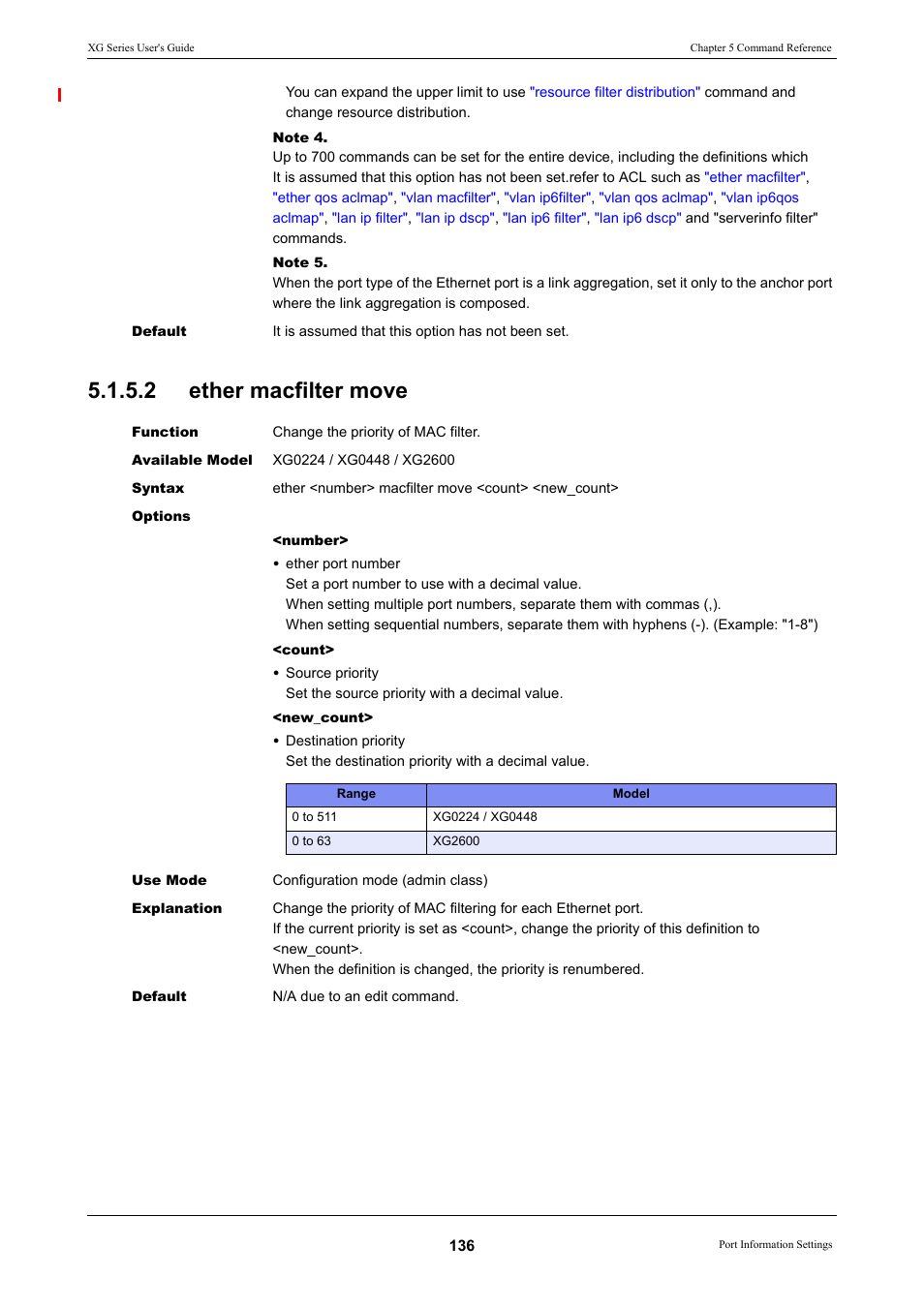 2 ether macfilter move, Ether macfilter move | FUJITSU XG Series P3NK-4452-01ENZD User Manual | Page 136 / 614