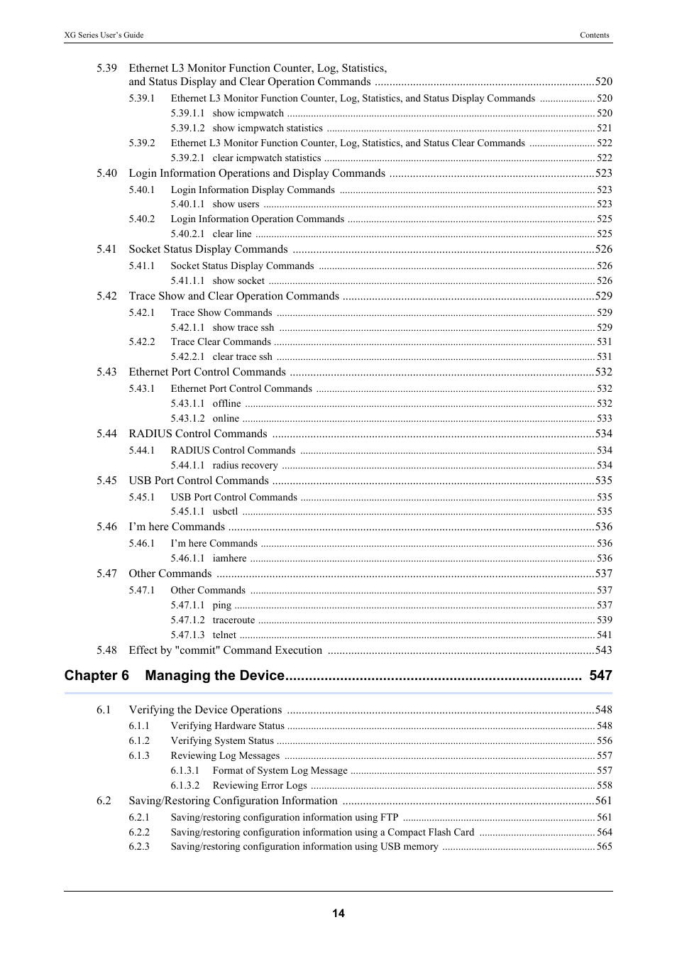 Chapter 6 managing the device | FUJITSU XG Series P3NK-4452-01ENZD User Manual | Page 14 / 614