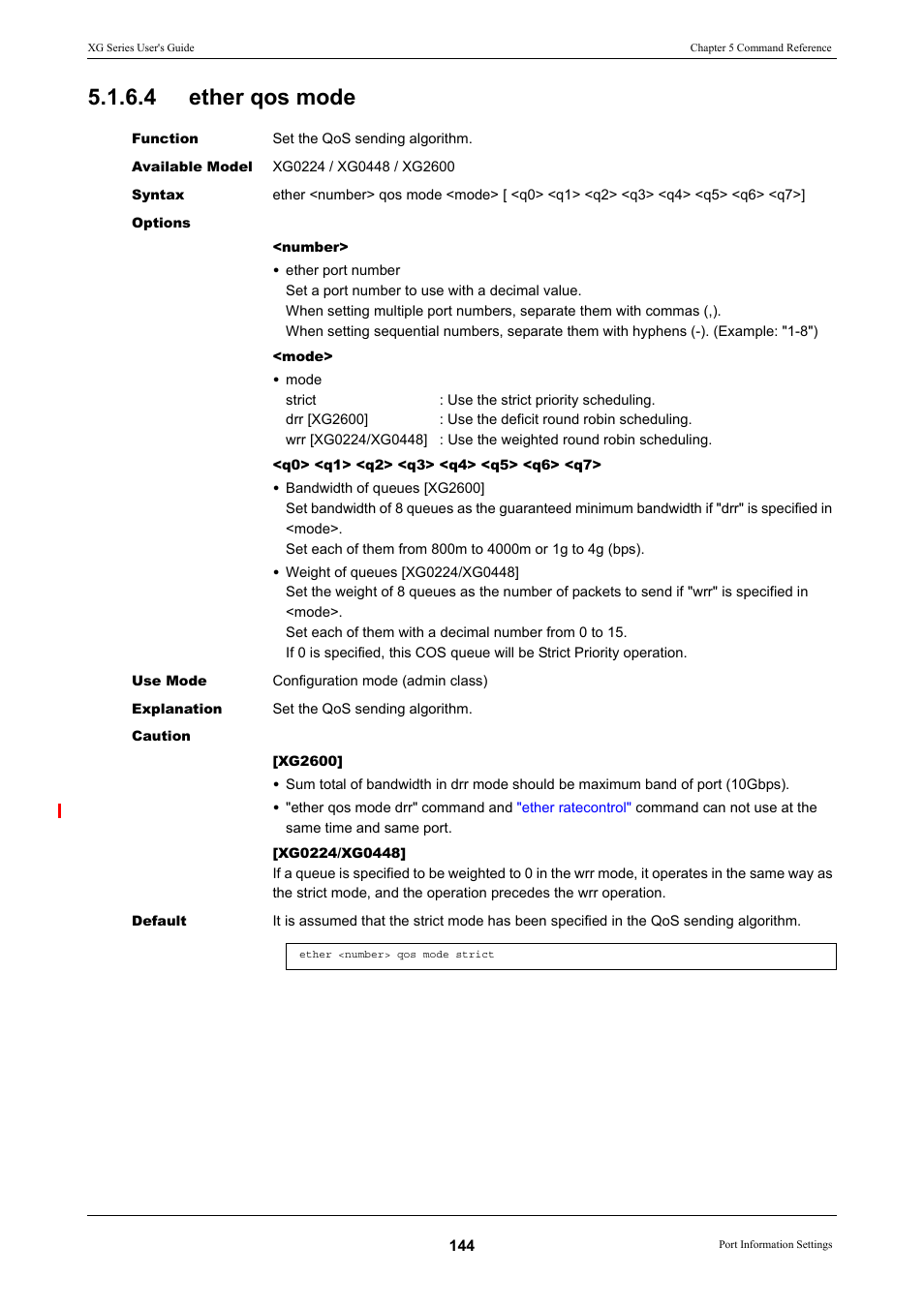 4 ether qos mode, Ether qos mode | FUJITSU XG Series P3NK-4452-01ENZD User Manual | Page 144 / 614