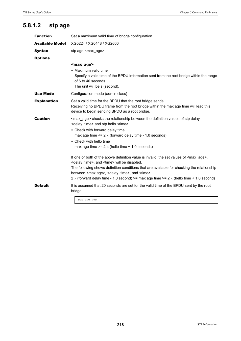 2 stp age, Stp age | FUJITSU XG Series P3NK-4452-01ENZD User Manual | Page 218 / 614