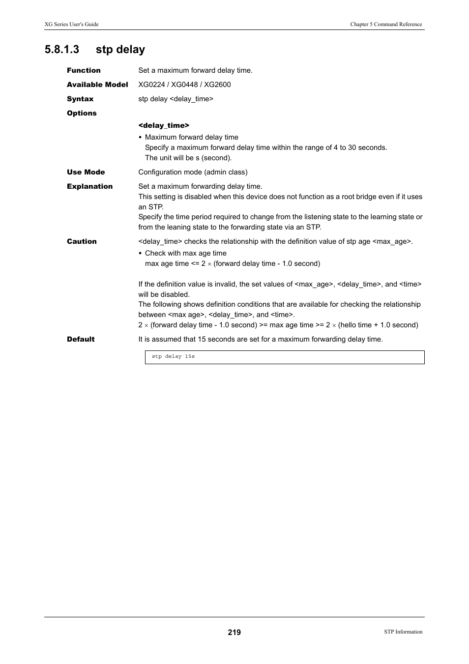 3 stp delay, Stp delay | FUJITSU XG Series P3NK-4452-01ENZD User Manual | Page 219 / 614