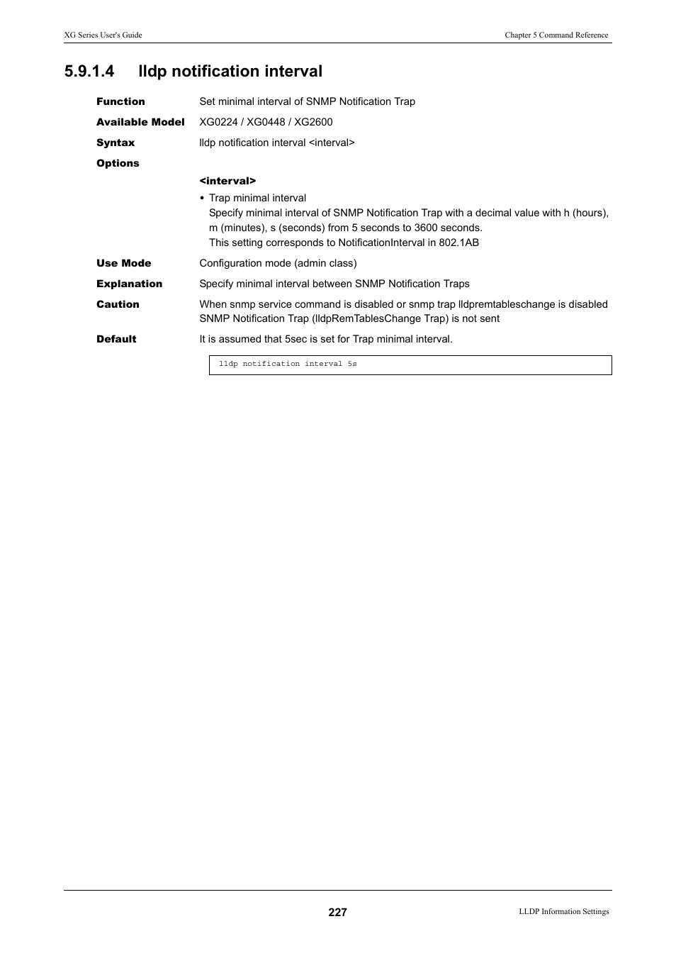 4 lldp notification interval, Lldp notification interval | FUJITSU XG Series P3NK-4452-01ENZD User Manual | Page 227 / 614