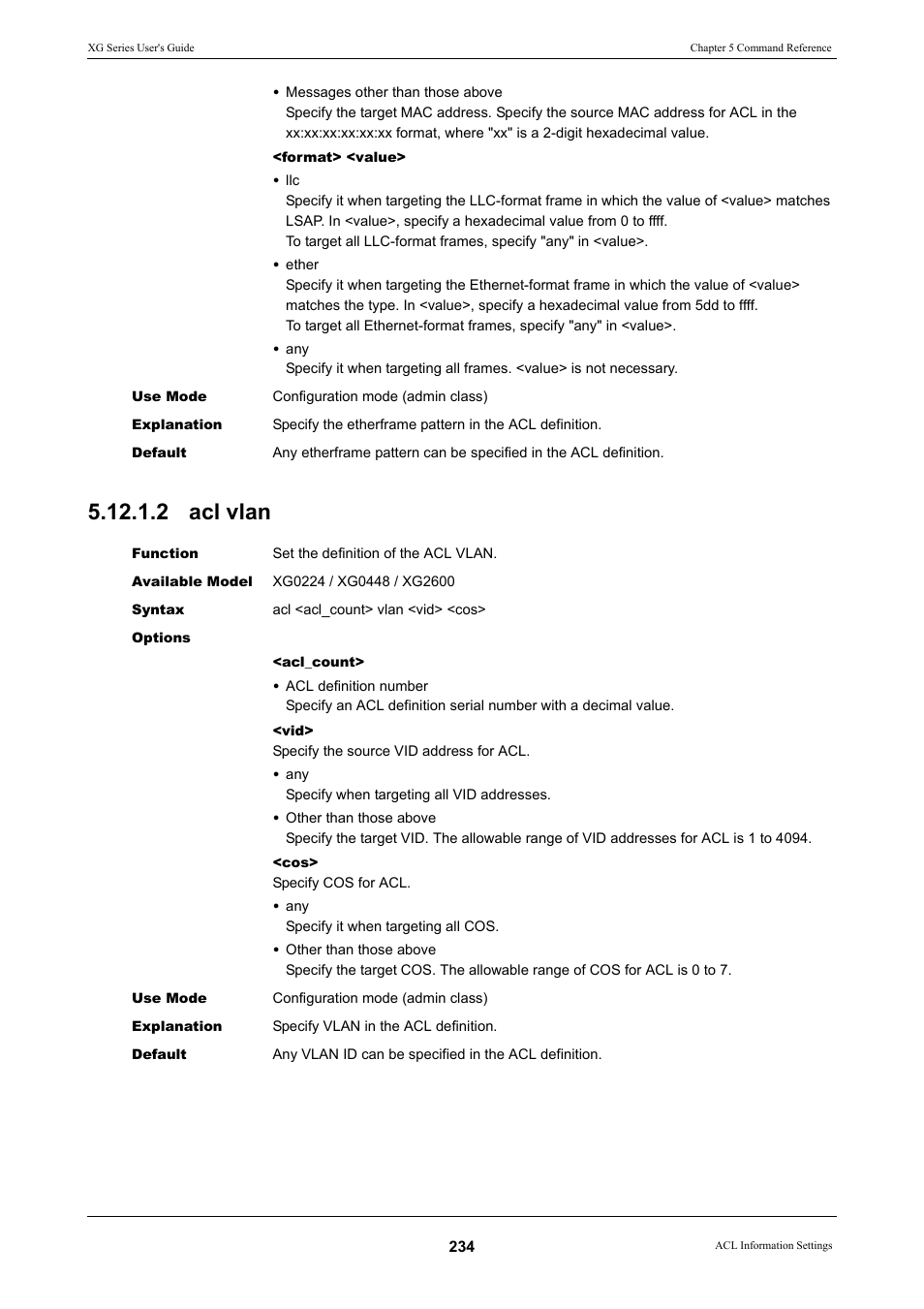 2 acl vlan | FUJITSU XG Series P3NK-4452-01ENZD User Manual | Page 234 / 614