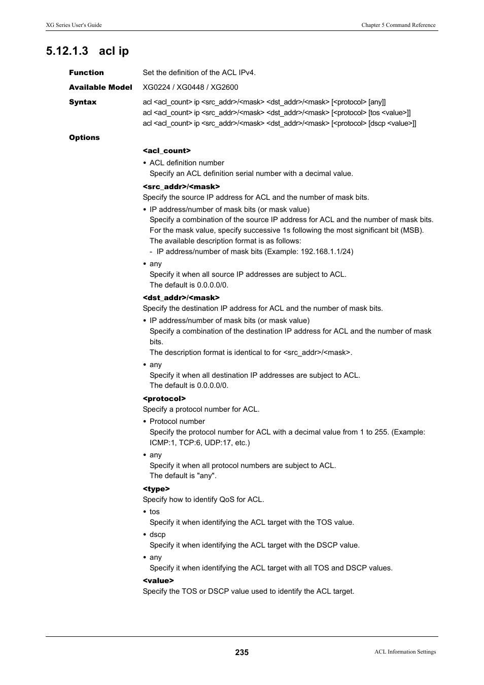 3 acl ip | FUJITSU XG Series P3NK-4452-01ENZD User Manual | Page 235 / 614