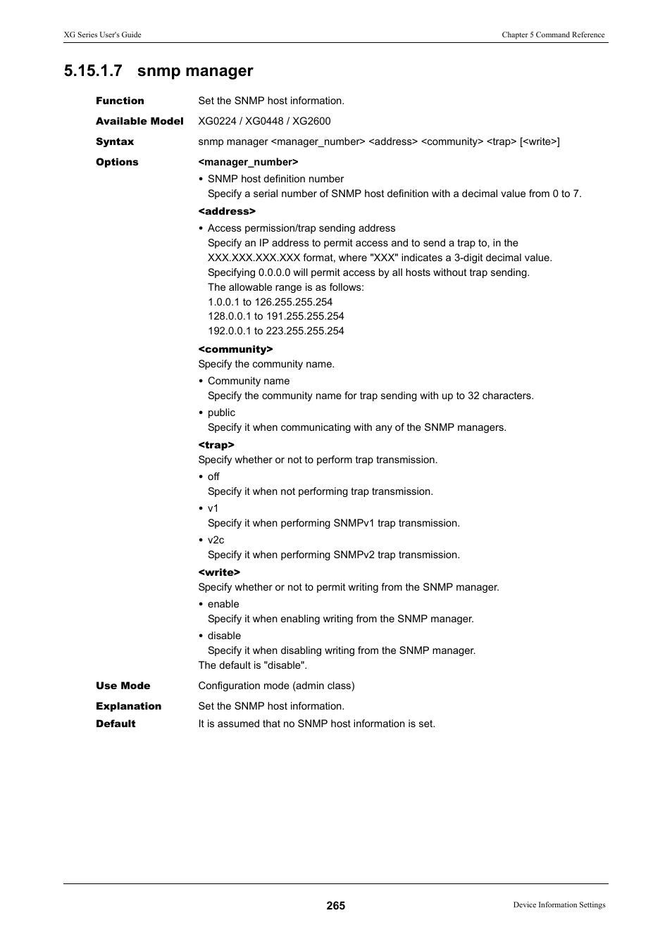 7 snmp manager | FUJITSU XG Series P3NK-4452-01ENZD User Manual | Page 265 / 614