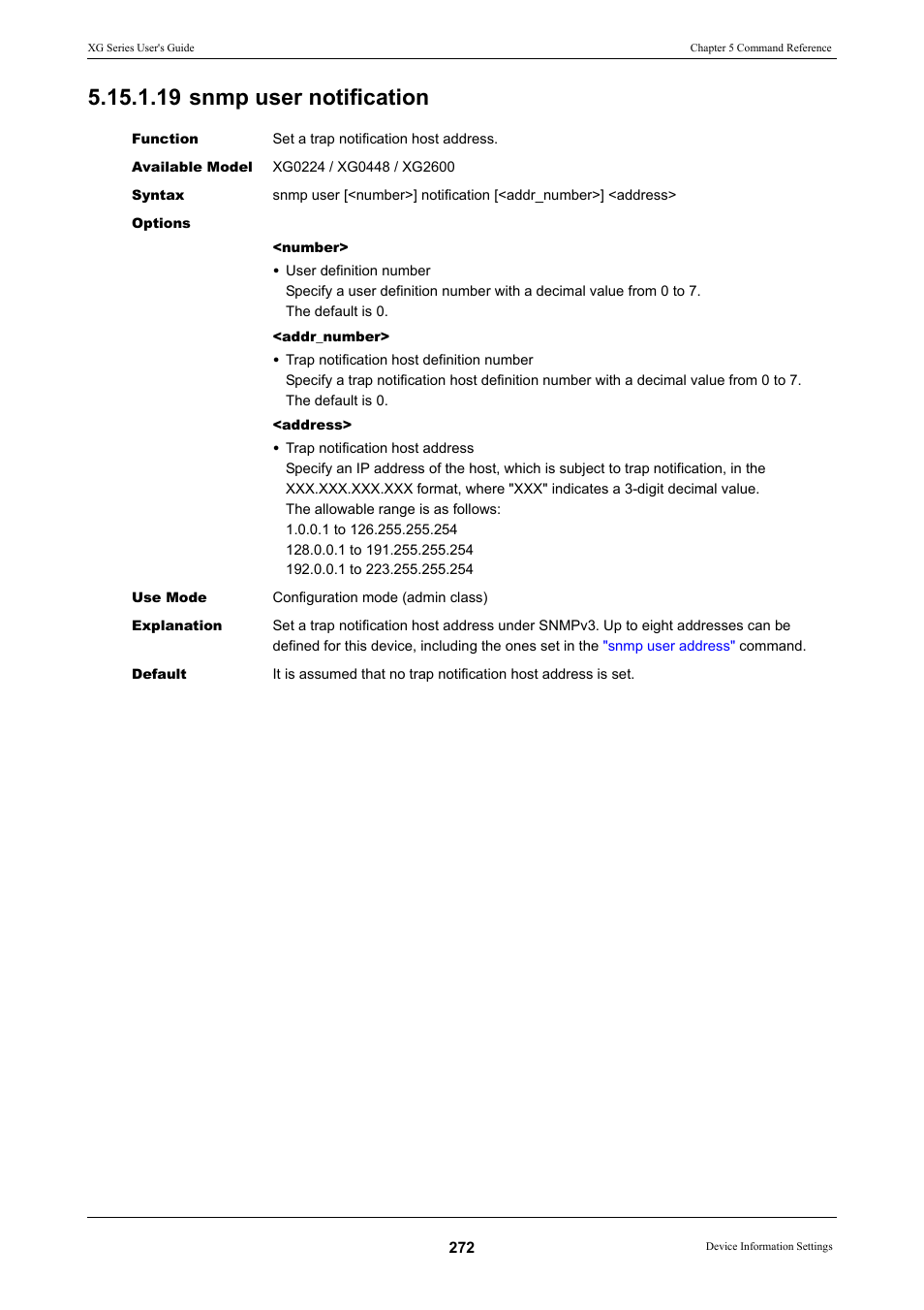 19 snmp user notification | FUJITSU XG Series P3NK-4452-01ENZD User Manual | Page 272 / 614