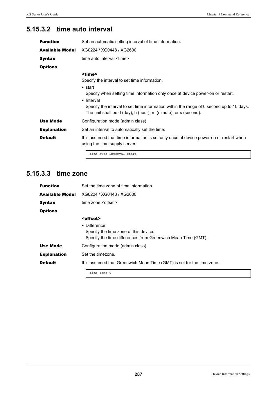 2 time auto interval, 3 time zone, 2 time auto interval 5.15.3.3 time zone | FUJITSU XG Series P3NK-4452-01ENZD User Manual | Page 287 / 614