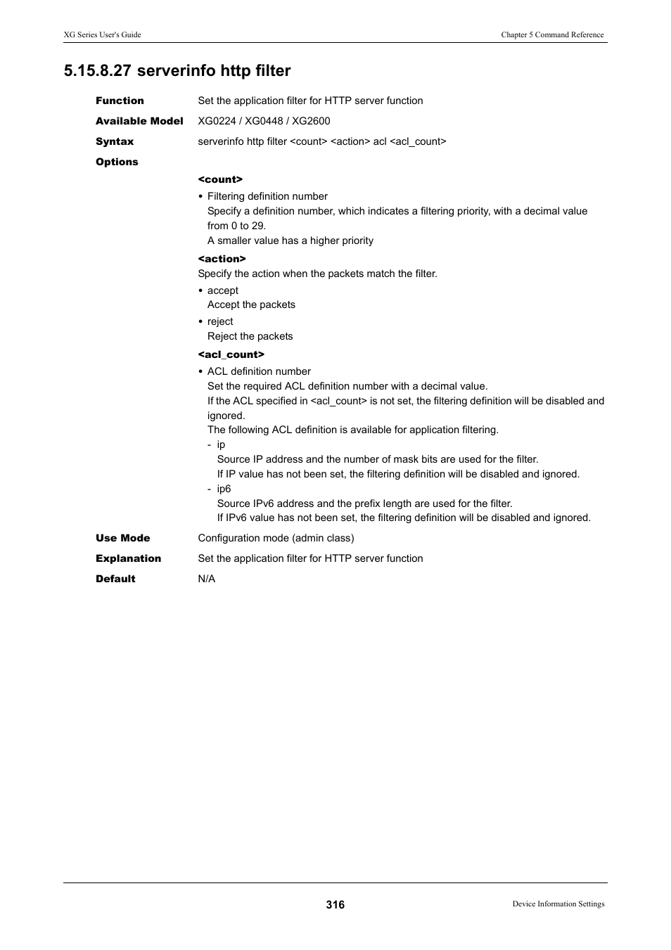 27 serverinfo http filter | FUJITSU XG Series P3NK-4452-01ENZD User Manual | Page 316 / 614