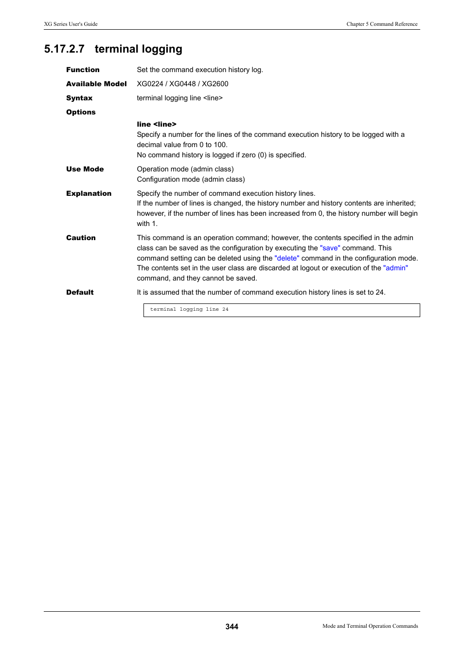 7 terminal logging | FUJITSU XG Series P3NK-4452-01ENZD User Manual | Page 344 / 614
