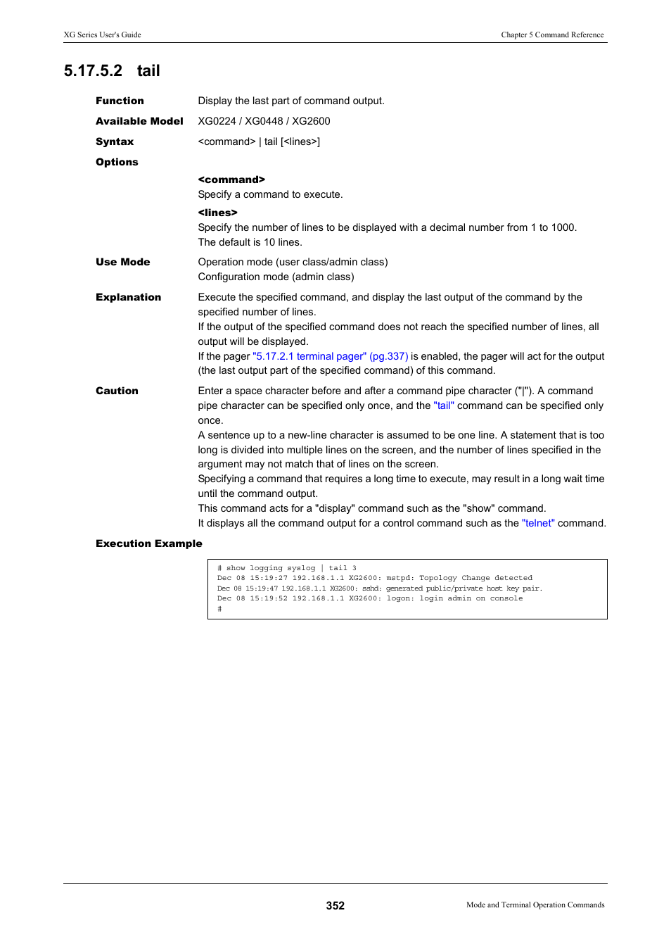 2 tail | FUJITSU XG Series P3NK-4452-01ENZD User Manual | Page 352 / 614