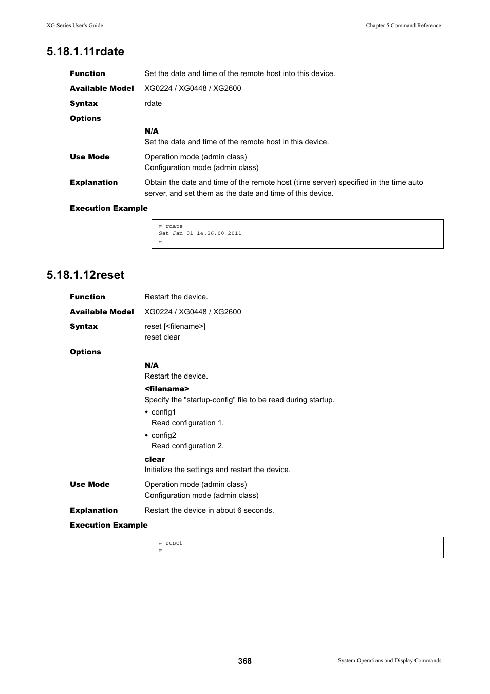 11 rdate, 12 reset, 11 rdate 5.18.1.12 reset | Reset, 11rdate, 12reset | FUJITSU XG Series P3NK-4452-01ENZD User Manual | Page 368 / 614