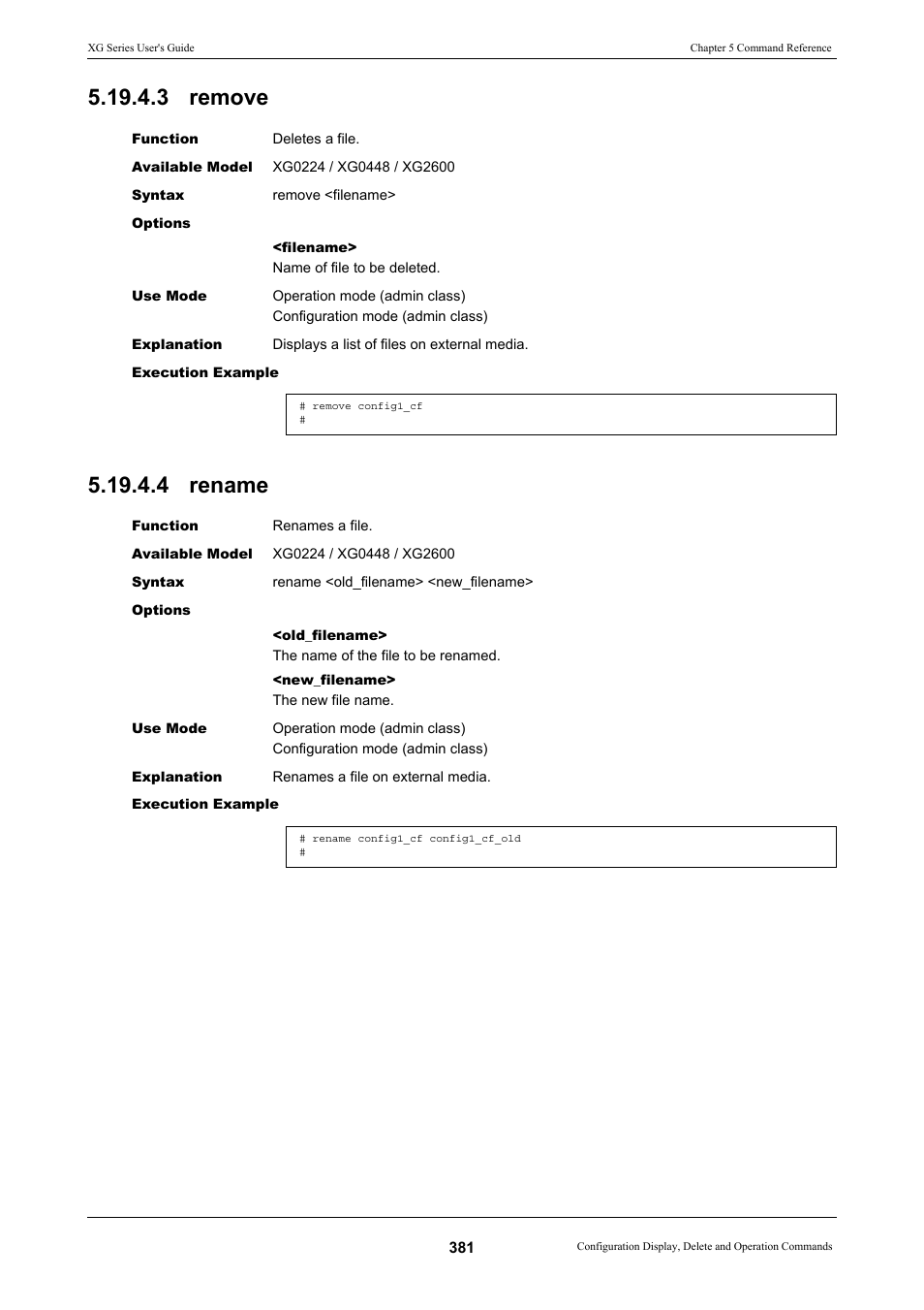 3 remove, 4 rename, 3 remove 5.19.4.4 rename | FUJITSU XG Series P3NK-4452-01ENZD User Manual | Page 381 / 614