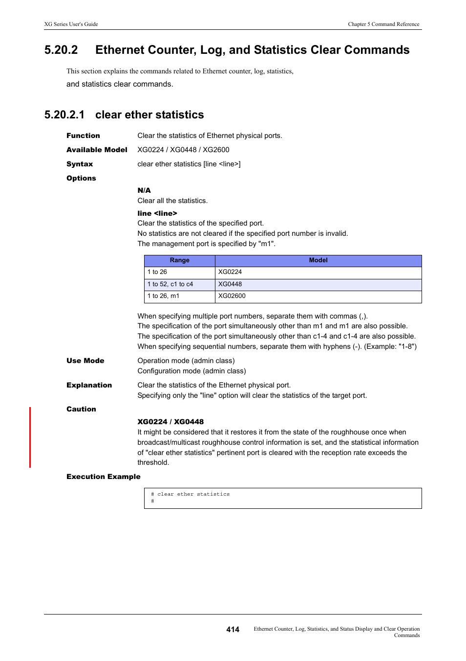 1 clear ether statistics | FUJITSU XG Series P3NK-4452-01ENZD User Manual | Page 414 / 614