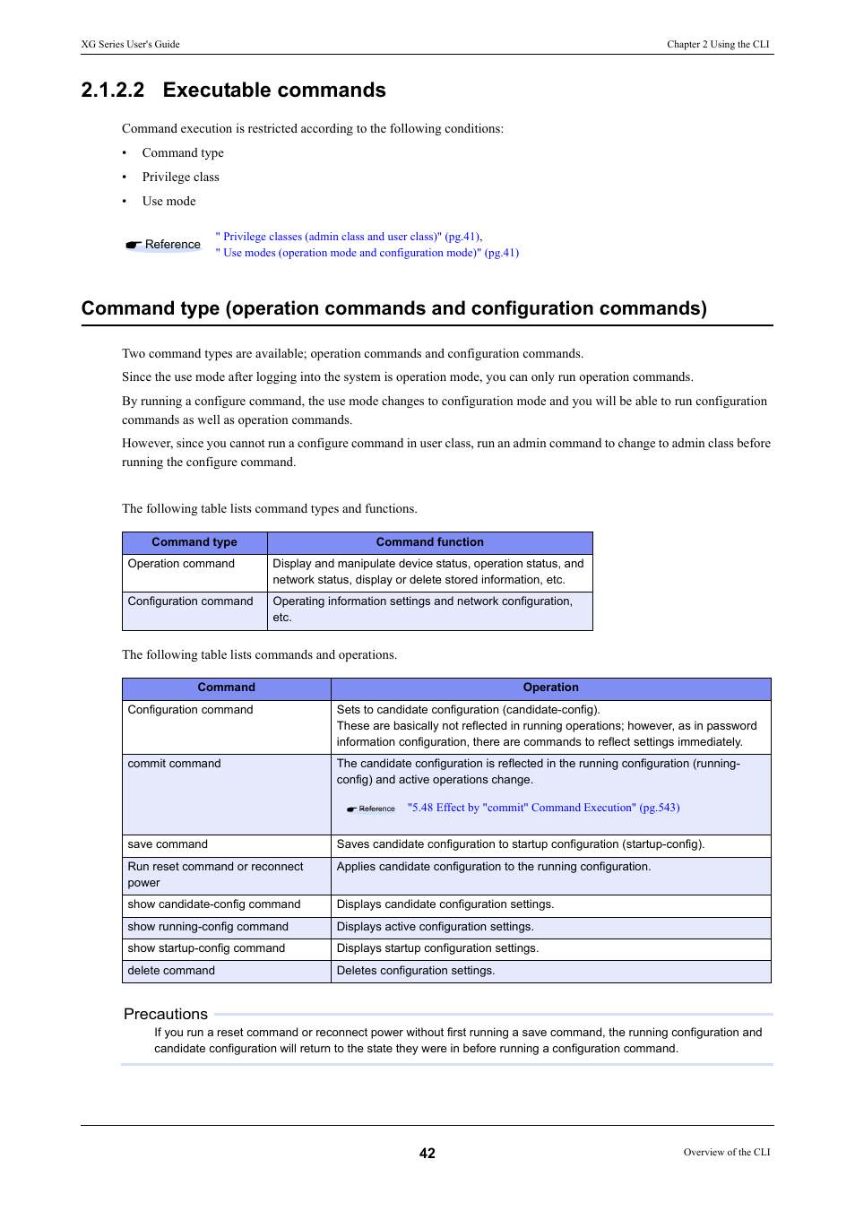 2 executable commands, Executable commands, Precautions | FUJITSU XG Series P3NK-4452-01ENZD User Manual | Page 42 / 614