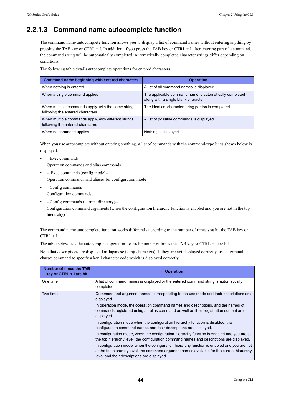 3 command name autocomplete function, Command name autocomplete function | FUJITSU XG Series P3NK-4452-01ENZD User Manual | Page 44 / 614
