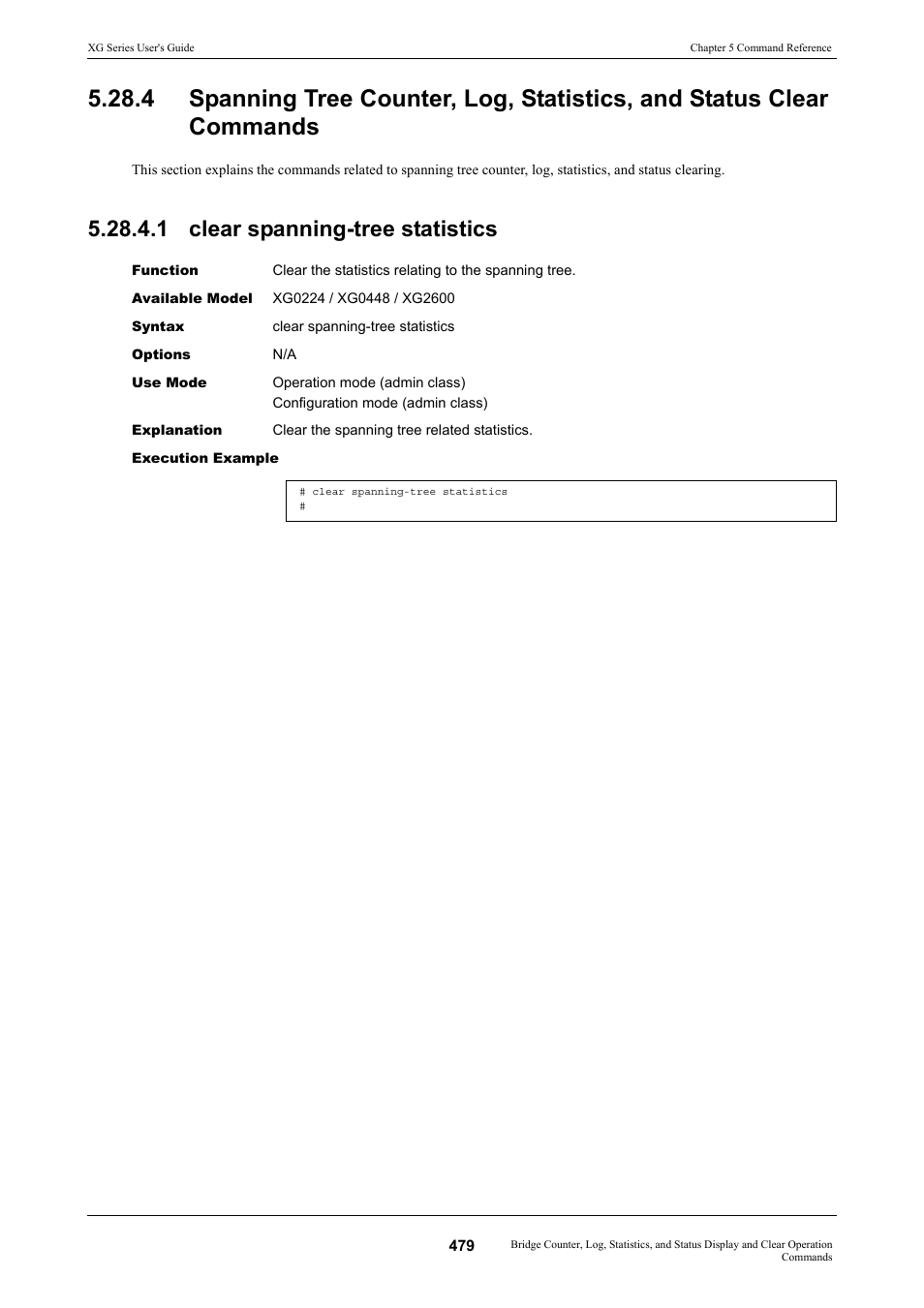 1 clear spanning-tree statistics | FUJITSU XG Series P3NK-4452-01ENZD User Manual | Page 479 / 614
