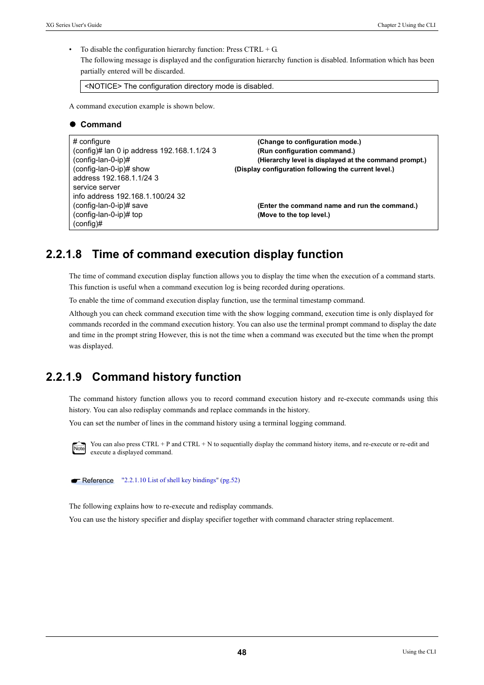 8 time of command execution display function, 9 command history function, Time of command execution display function | Command history function | FUJITSU XG Series P3NK-4452-01ENZD User Manual | Page 48 / 614