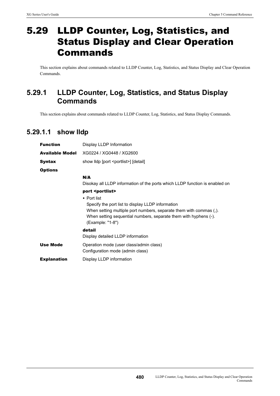 1 show lldp | FUJITSU XG Series P3NK-4452-01ENZD User Manual | Page 480 / 614