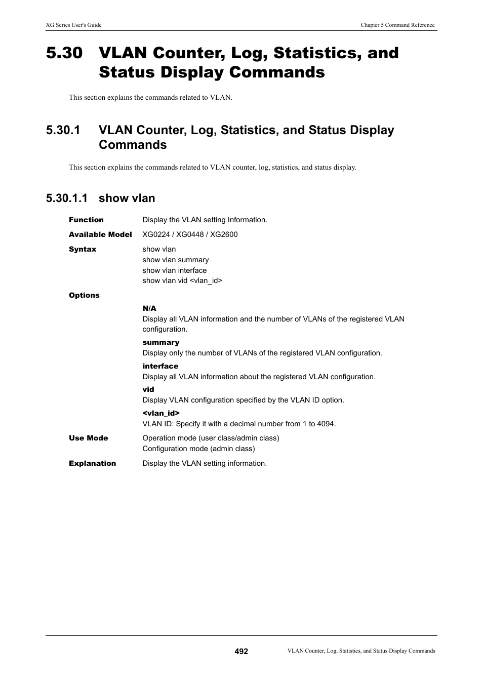 1 show vlan | FUJITSU XG Series P3NK-4452-01ENZD User Manual | Page 492 / 614