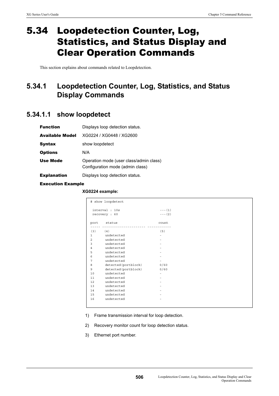 1 show loopdetect | FUJITSU XG Series P3NK-4452-01ENZD User Manual | Page 506 / 614