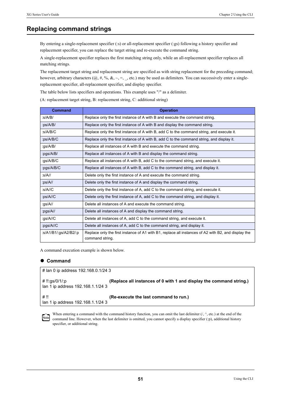 Replacing command strings | FUJITSU XG Series P3NK-4452-01ENZD User Manual | Page 51 / 614
