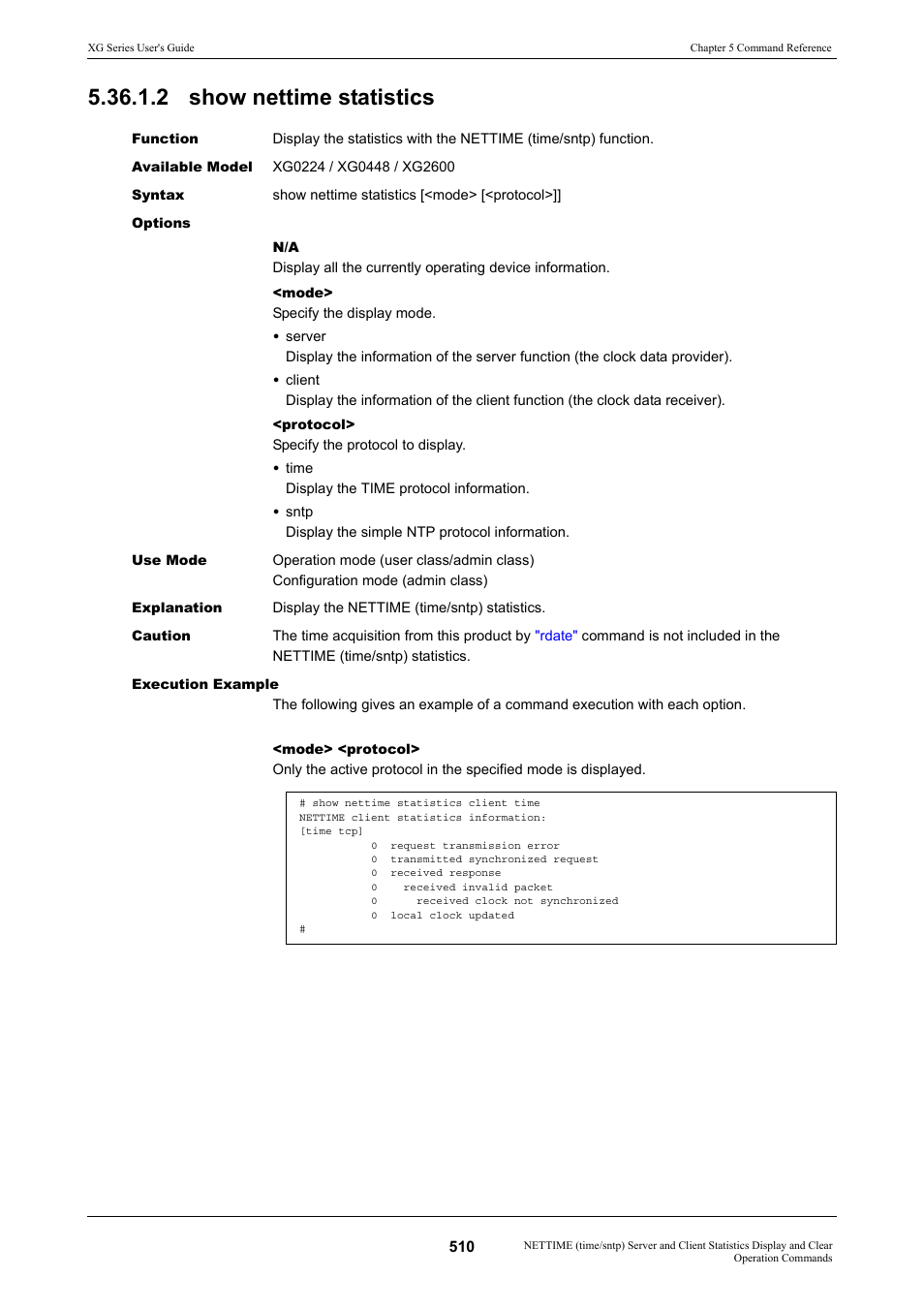 2 show nettime statistics | FUJITSU XG Series P3NK-4452-01ENZD User Manual | Page 510 / 614