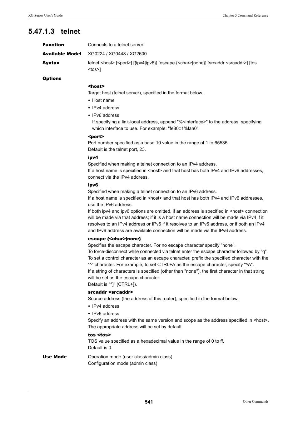 3 telnet, As the, Telnet | FUJITSU XG Series P3NK-4452-01ENZD User Manual | Page 541 / 614
