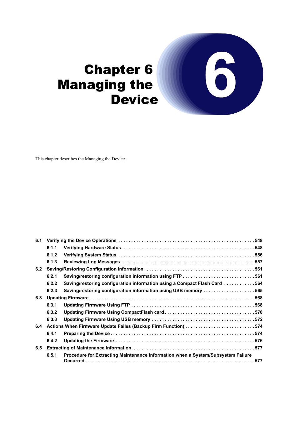 Chapter 6 managing the device, Chapter 6, Managing the device | FUJITSU XG Series P3NK-4452-01ENZD User Manual | Page 547 / 614