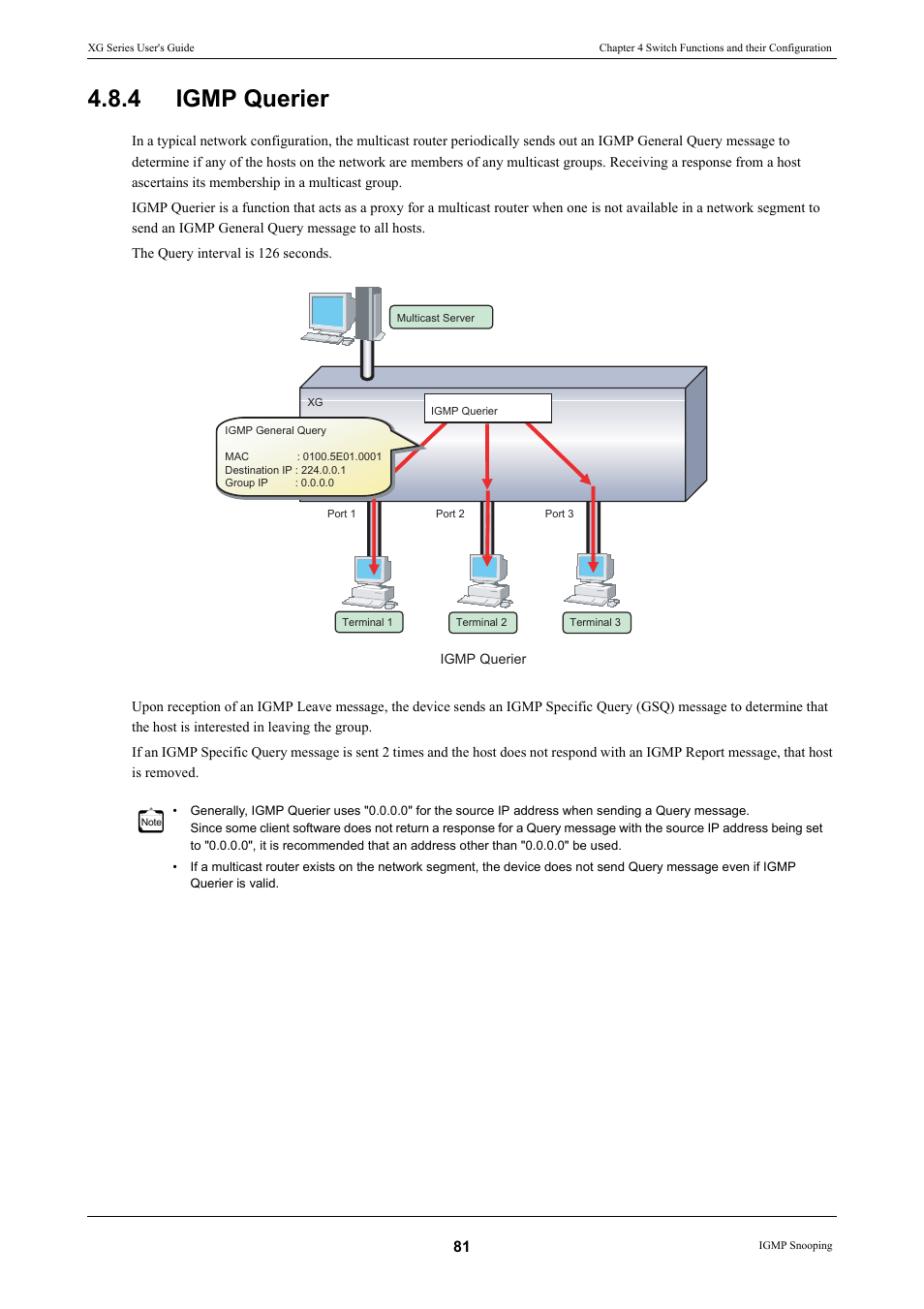 4 igmp querier, Igmp querier | FUJITSU XG Series P3NK-4452-01ENZD User Manual | Page 81 / 614