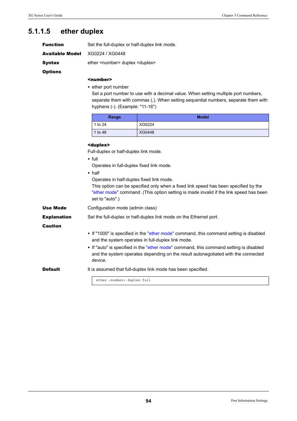 5 ether duplex, Ether duplex | FUJITSU XG Series P3NK-4452-01ENZD User Manual | Page 94 / 614