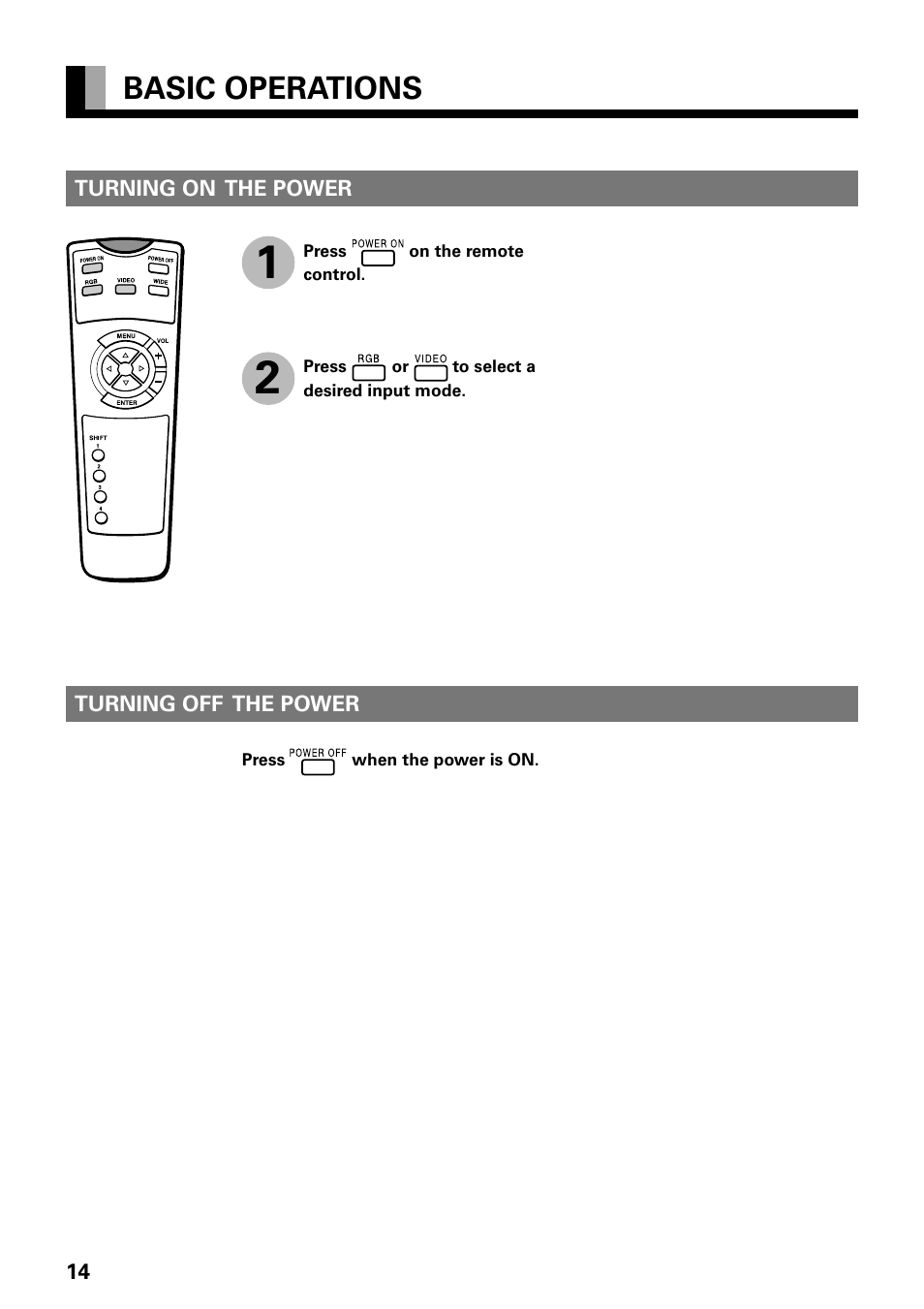 Basic operations | FUJITSU PLASMAVISION PDS4229W User Manual | Page 15 / 42