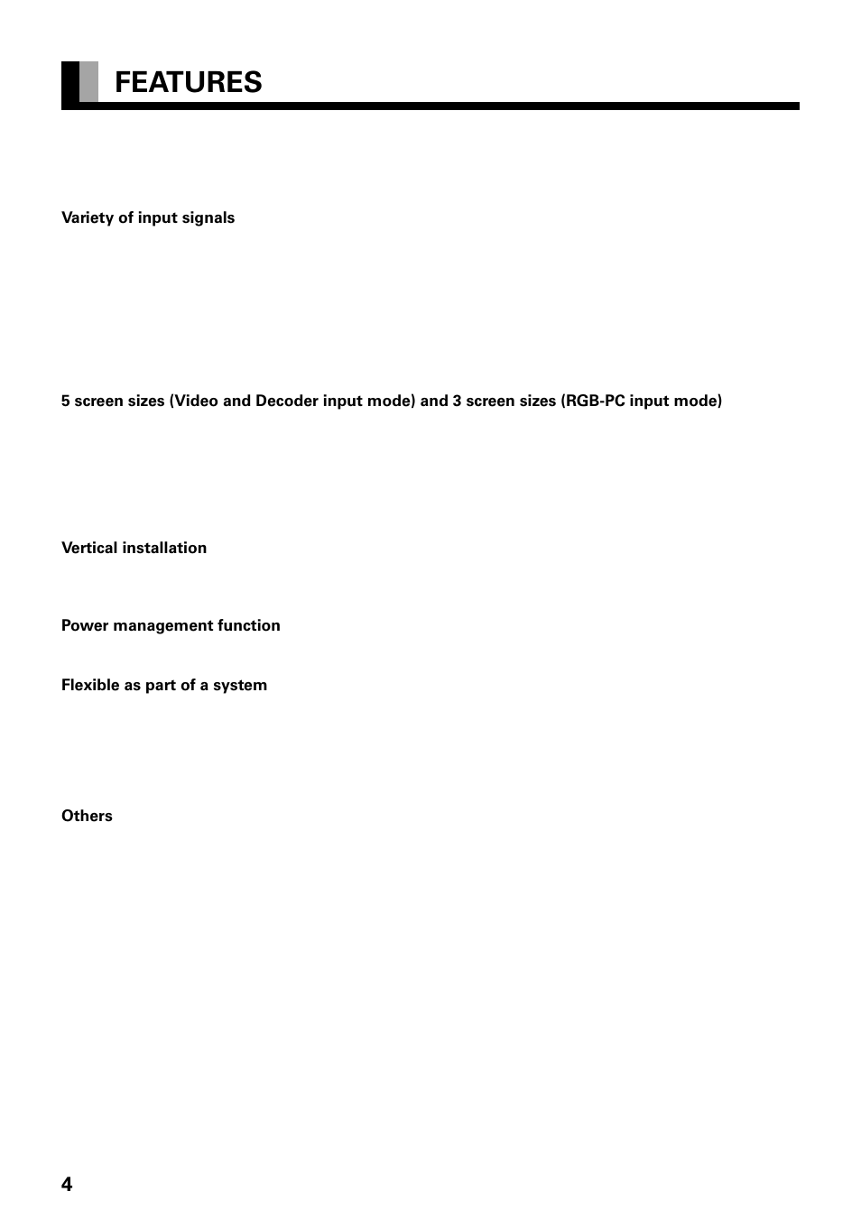 Features | FUJITSU PLASMAVISION PDS4229W User Manual | Page 5 / 42