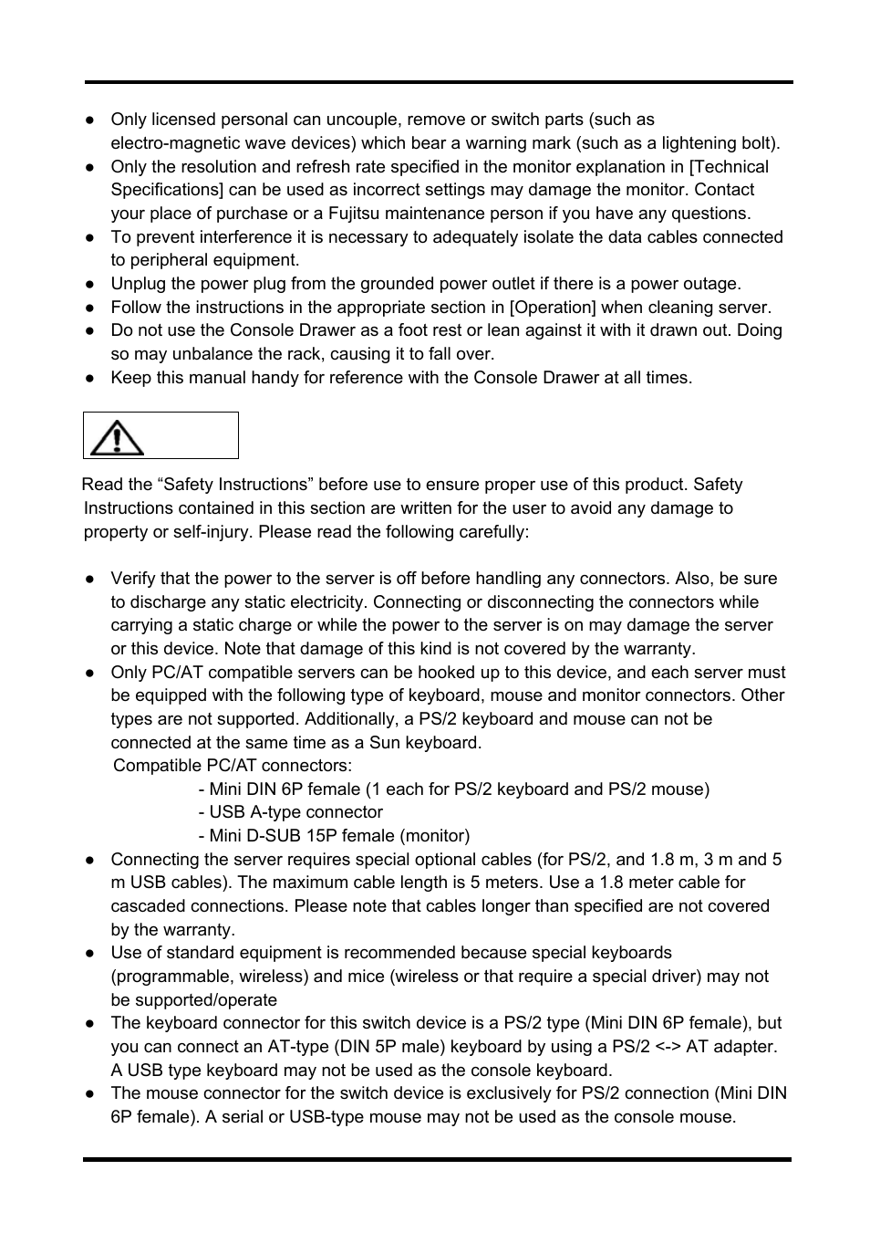 Caution | FUJITSU FD-1008AT User Manual | Page 8 / 44