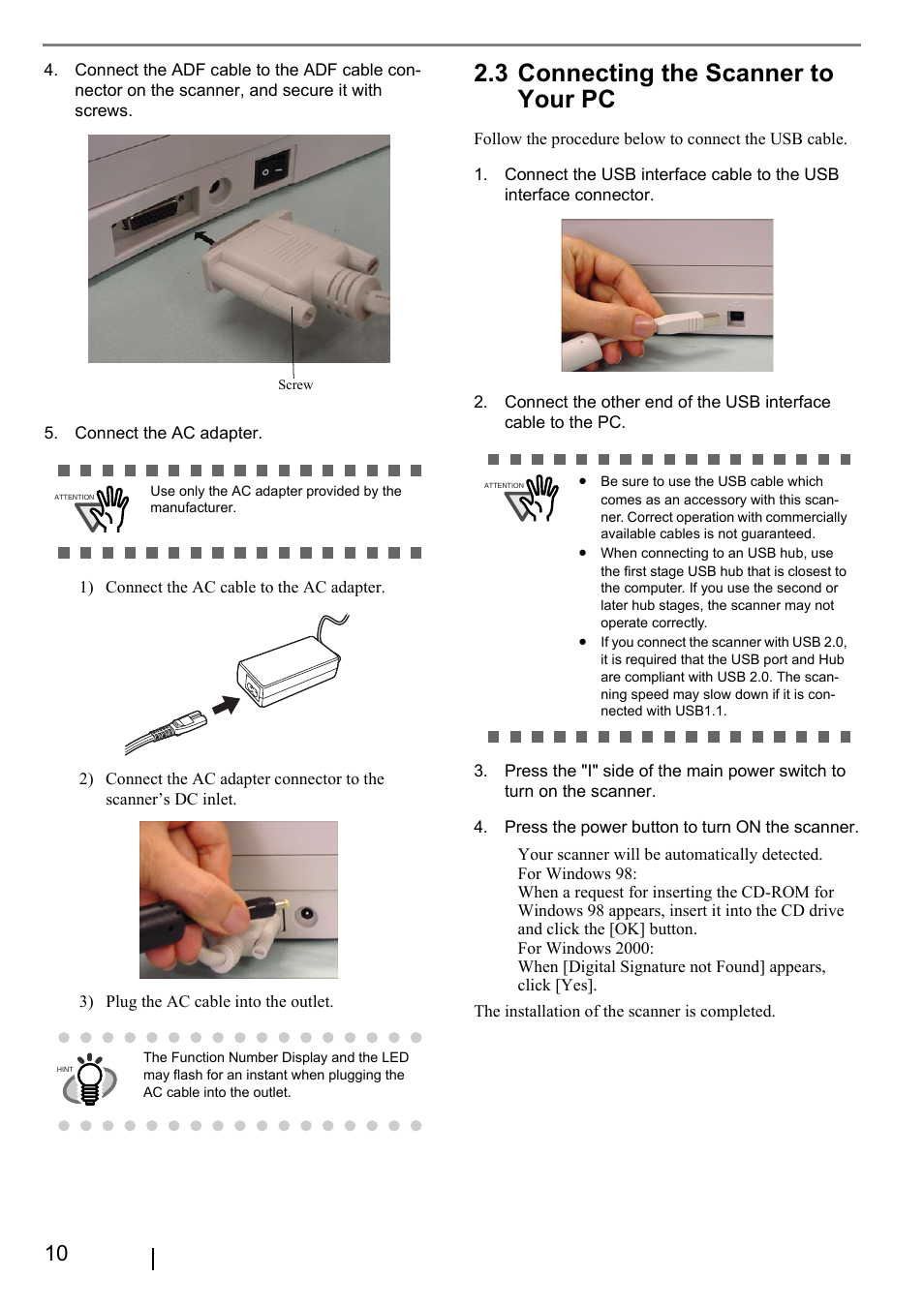 3 connecting the scanner to your pc | FUJITSU fi-5015C User Manual | Page 18 / 26